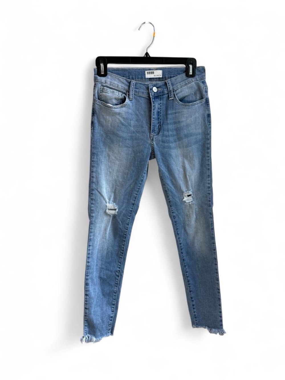 HELLAHECTIK Distressed Raw Hem Skinny Jeans